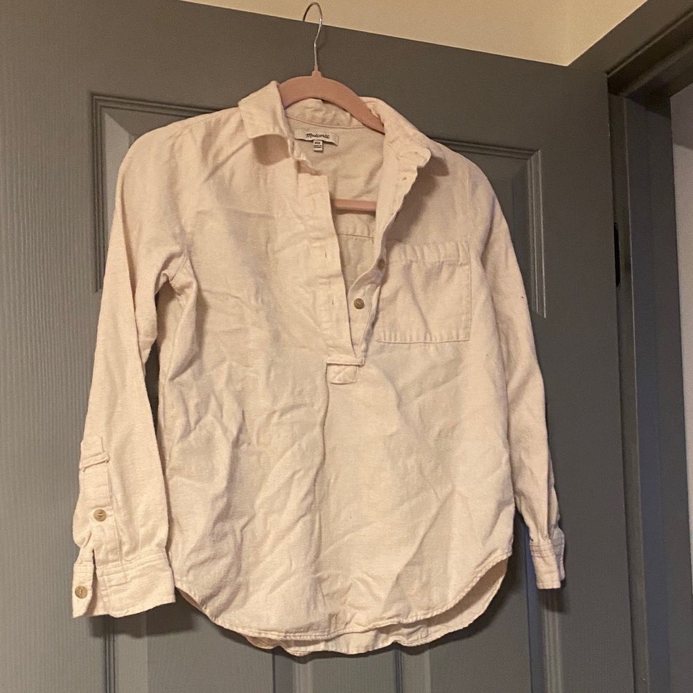 Cream Button-Up Shirt Madewell Size XXS 100% cotton classic top